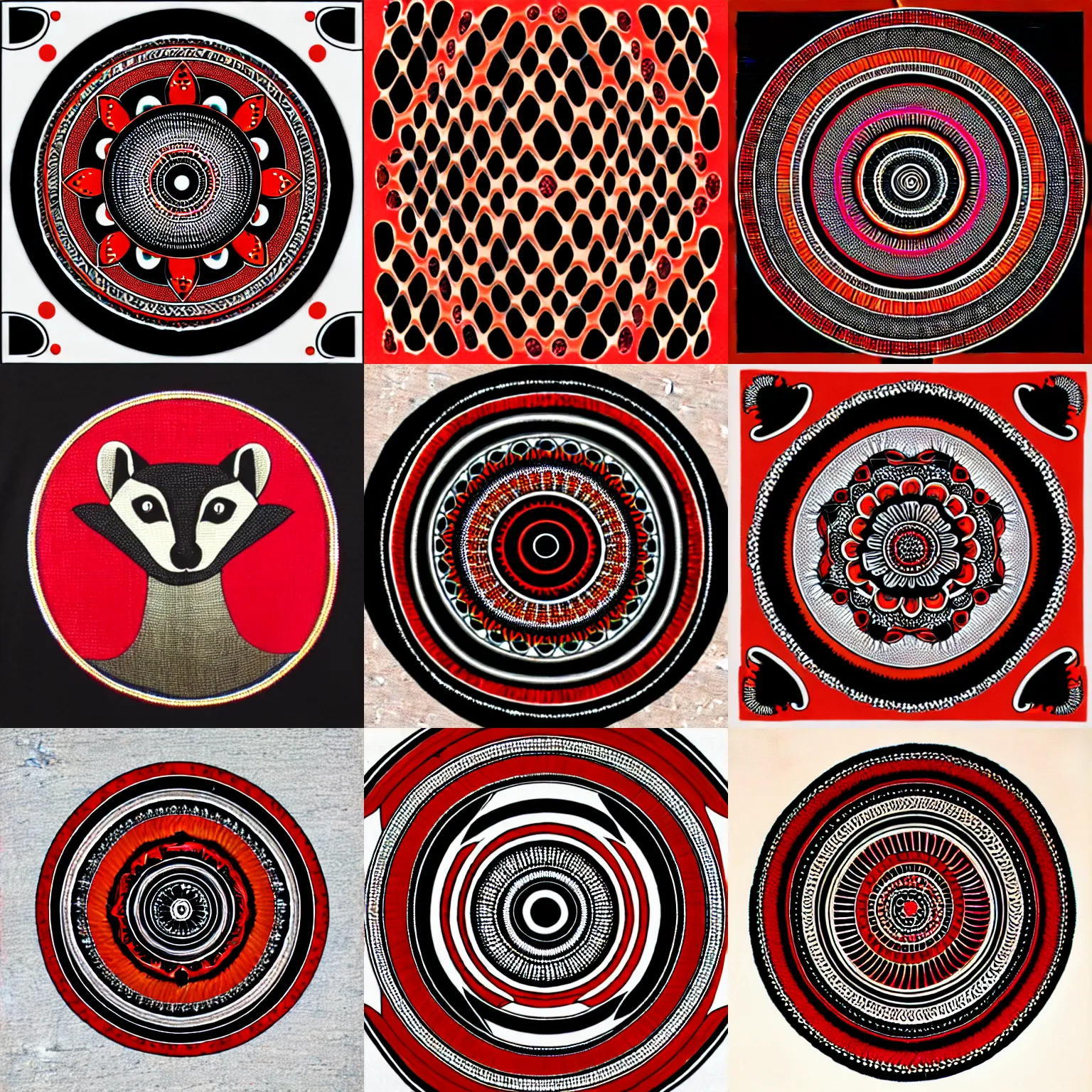 Prompt: weasel, red - black, mandala