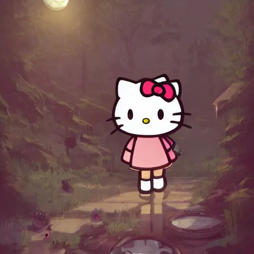 Prompt: portrait of a hello kitty, concept art by makoto shinkai, dan mumford, digital art, highly detailed, intricate, sci-fi, sharp focus, Trending on Artstation HQ, deviantart, unreal engine 5, 4K UHD image