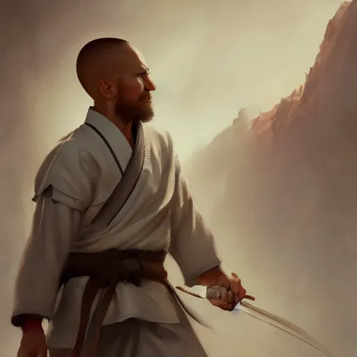 Image similar to A matte oil on canvas portrait of a male martial artist monk by greg rutkowski and artgerm, trending on artstation, dungeons and dragons art