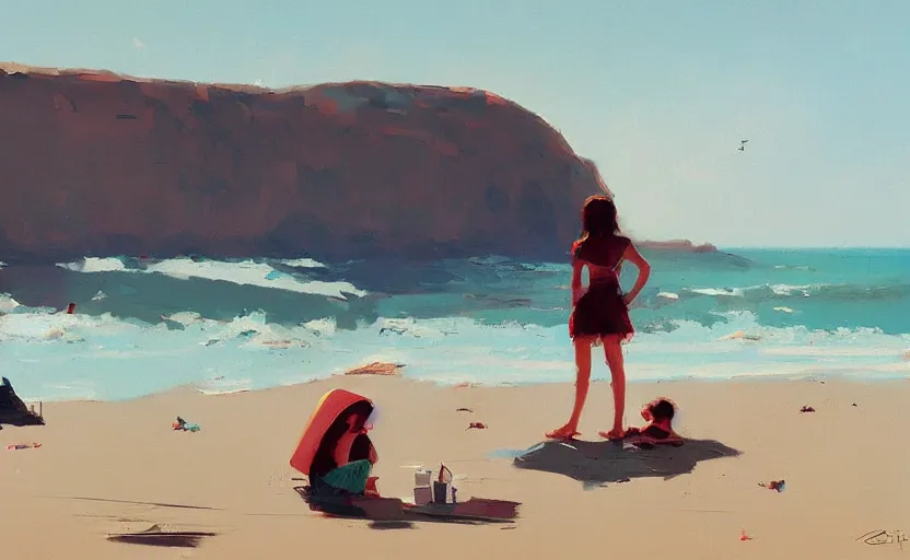 Prompt: a day at the beach by Atey Ghailan and Garmash, Michael