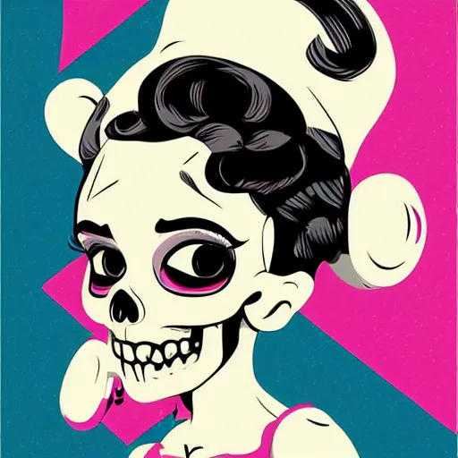 Image similar to portrait skull girl betty boop by petros afshar, tom whalen, jc leyendecker and singer sargent