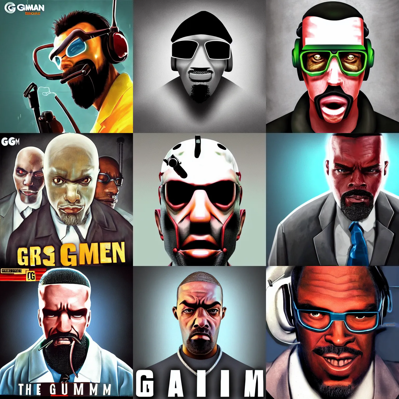 Prompt: the g man from half life on a rap album cover, half life, g man, album cover, realistic