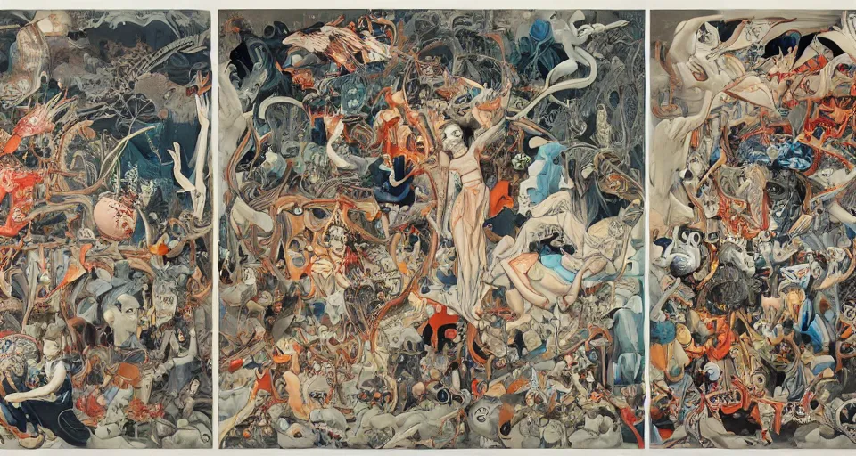 Image similar to the two complementary forces that make up all aspects and phenomena of life, by james jean,