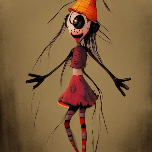 Image similar to billie eilish horror grunge loony toons style illustrated by Greg Rutkowski and dr seuss. Trending on artstation artstationHD artstationHQ 4k 8k