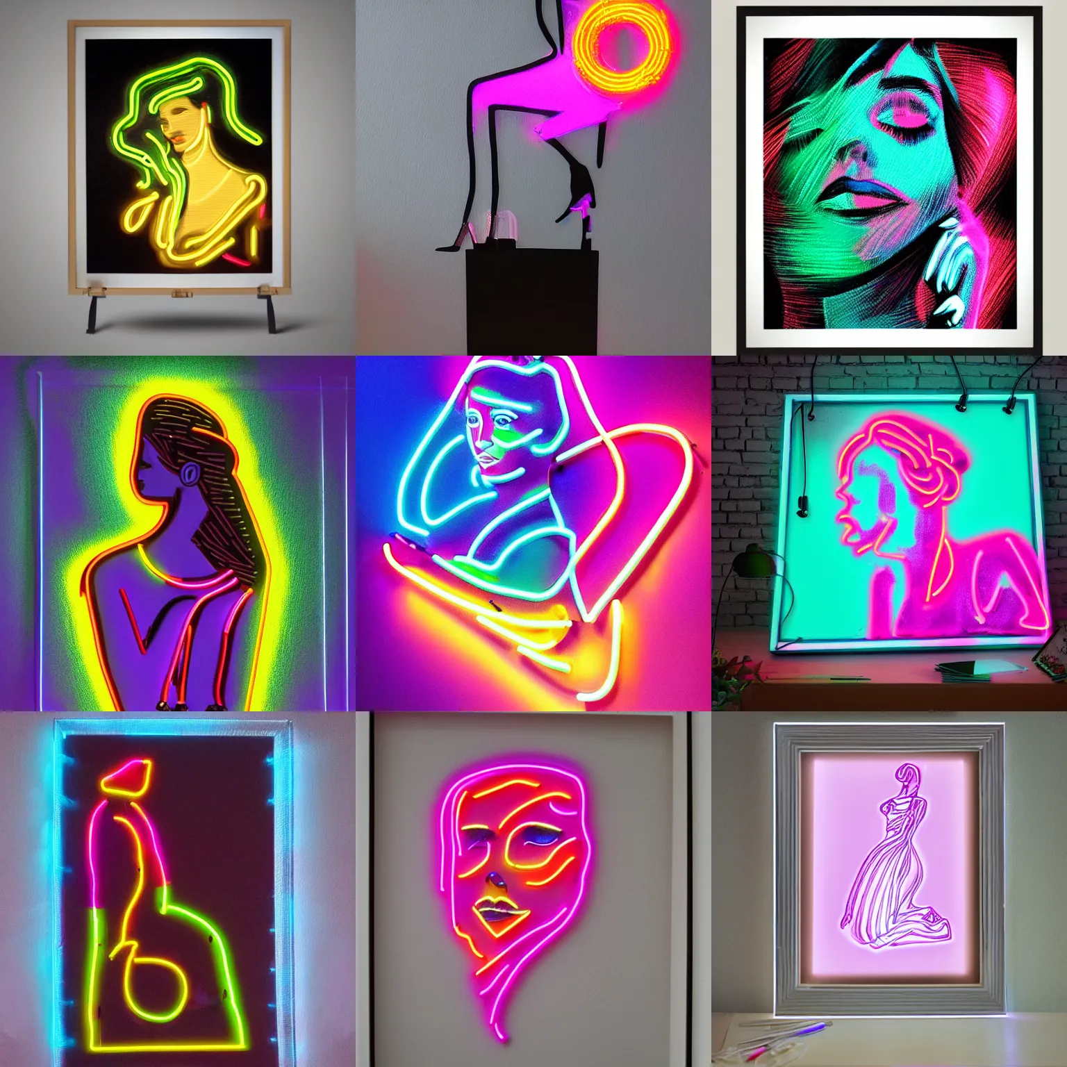 Prompt: Neon art of an elegant lady