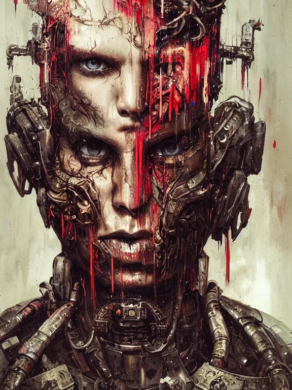 Prompt: art portrait of a chaos space marine, decaying ,8k,by tristan eaton,Stanley Artgermm,Tom Bagshaw,Greg Rutkowski,Carne Griffiths, Ayami Kojima, Beksinski, Giger,trending on DeviantArt,face enhance,hyper detailed,minimalist,cybernetic, android, blade runner,full of colour,