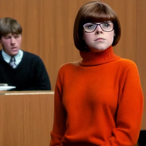 Velma Dinkley from Scooby Doo in court for falsely, Stable Diffusion