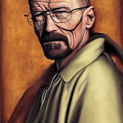 Prompt: a renaisense painting of walter white.