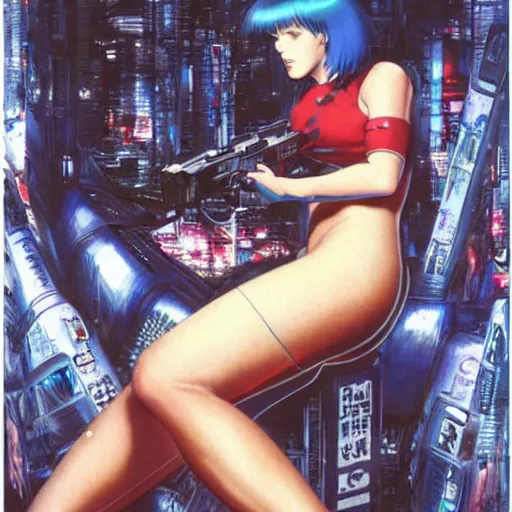 Prompt: ghost in the shell, by noriyoshi ohrai