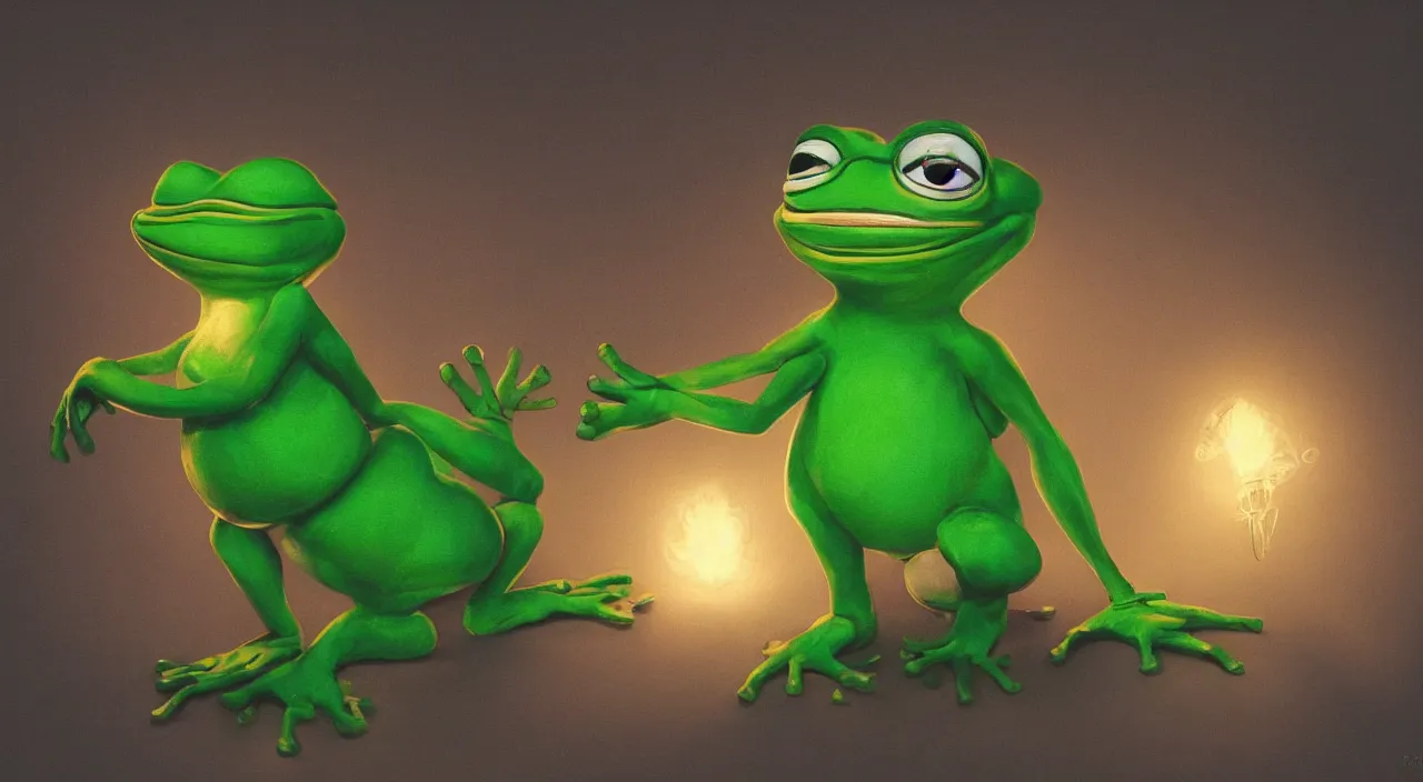 Image similar to pepe the frog as president, highly-detailed, elegant, dramatic lighting, artstation, 4k, cinematic landscape