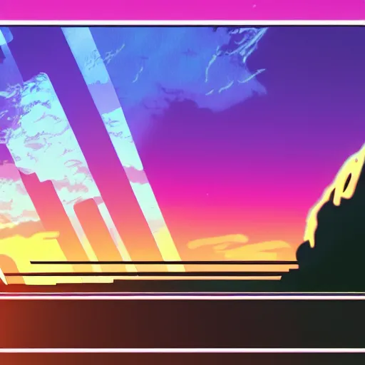 Prompt: A synthwave style sunset above the reflecting water of the sea, concept art