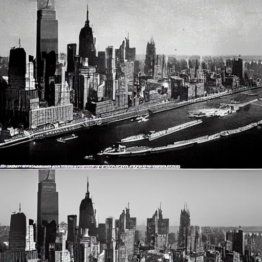 Prompt: The result of New York City 100 years after the moon exploded