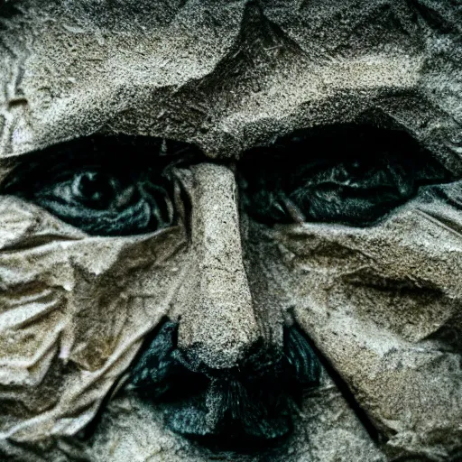 Prompt: the face of a man made from layered natural grain paper, macro photography, ambient light