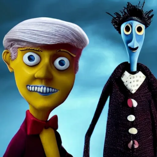Image similar to donald trump from coraline movie, very detailed face