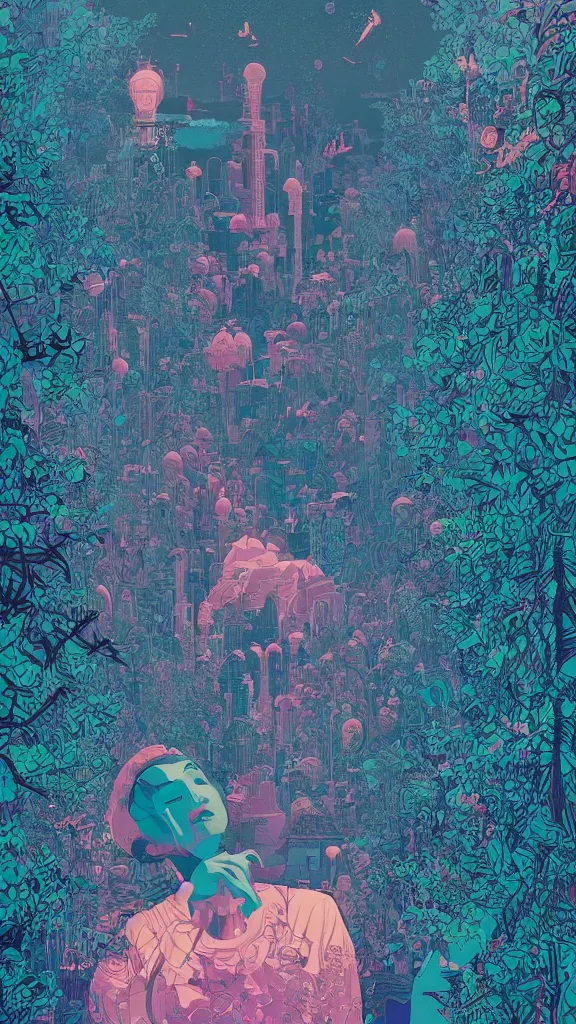 Image similar to Wonderland, Intricate ultradetailed illustration by Tomer Hanuka, by Victo Ngai, by Beeple