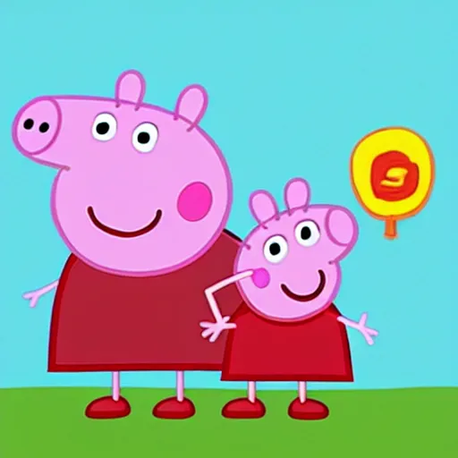 Image similar to peppa pig with his head shaped like a superturbo