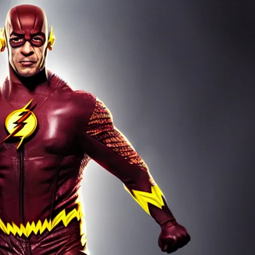 Image similar to The Rock in a The Flash WWE costume