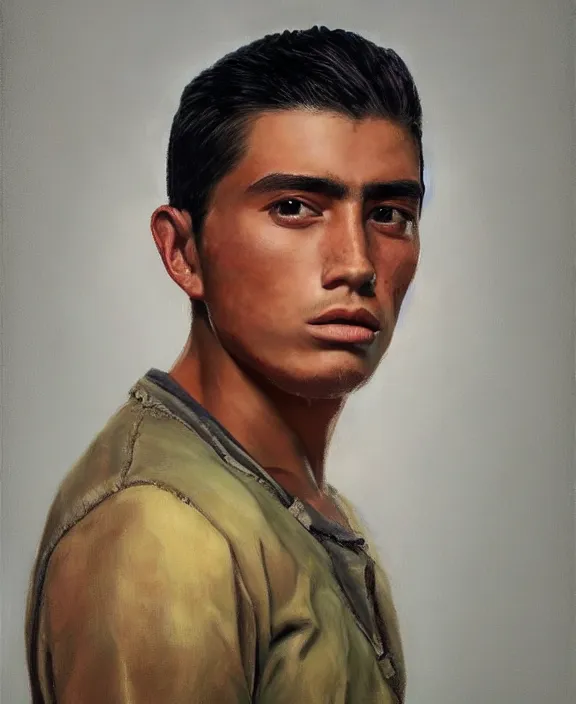 Image similar to heroic portrait of a young mexican man. art by denys tsiperko and bogdan rezunenko, hyperrealism