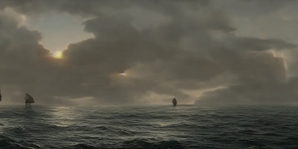 Image similar to an island, cinematic cinematography masterpiece, greg rutkowski, and ivan aivazovski, roger deakins