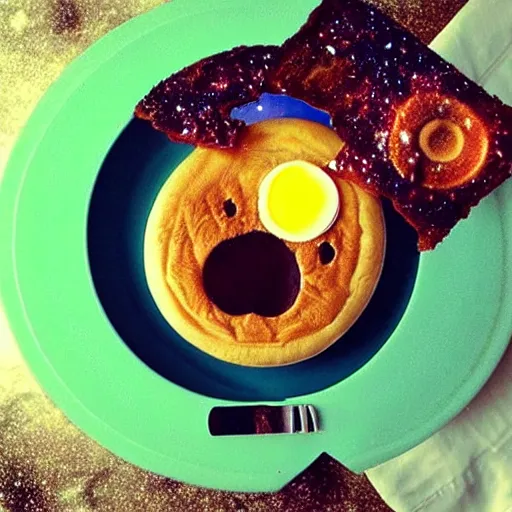 Image similar to alien breakfast on Uranus, Instagram photo