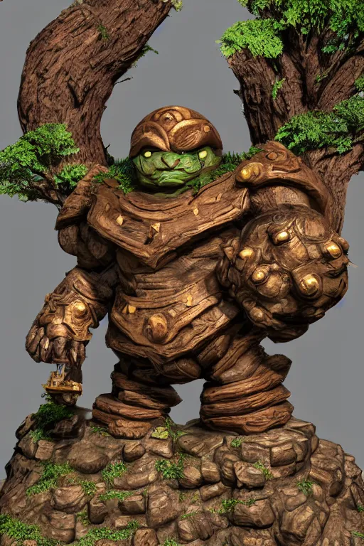 Image similar to zelda fantasy art giant golem troll wood rock greeble gemstone, global illumination ray tracing hdr fanart arstation by sung choi and eric pfeiffer and gabriel garza and casper konefal