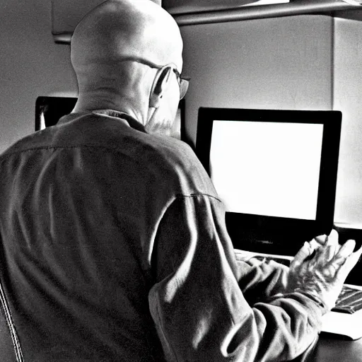 Prompt: Walter white on his computer using the stable diffusion artificial intelligence to create images