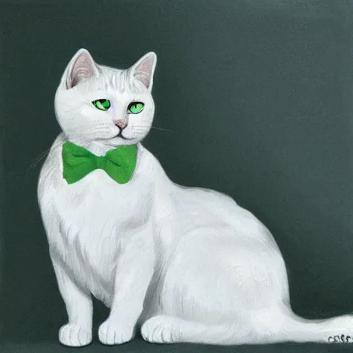 Prompt: a white tabby cat with green eyes with big ears, wearing a monocle, portrait