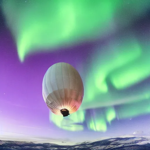 Image similar to fantasy airship flying through the aurora borealis