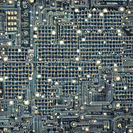 Prompt: A city made of circuit boards