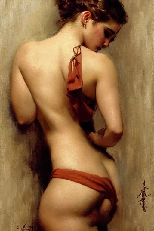 Image similar to detailed portrait of a beautiful emma watson thicc muscular, painting by gaston bussiere, craig mullins, j. c. leyendecker