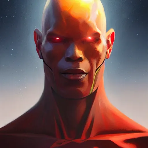 Image similar to martian manhunter portrait, dramatic light, lake background, 2 0 0 mm focal length, painted by stanley lau, painted by greg rutkowski, painted by stanley artgerm, digital art, trending on artstation