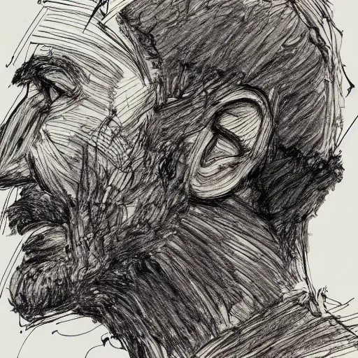 Image similar to a realistic yet scraggly portrait sketch of the side profile of a stern and sophisticated gigavirgin, trending on artstation, intricate details, in the style of frank auerbach, in the style of sergio aragones, in the style of martin ansin, in the style of david aja, in the style of mattias adolfsson