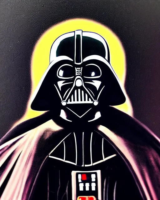 Prompt: enamel painting portrait of darth vader, coruscant background, high production value, intricate details, high resolution, hdr, high definition, masterpiece, realistic, ultrarealistic, highly detailed, hd, sharp focus, non blurry, sharp, smooth
