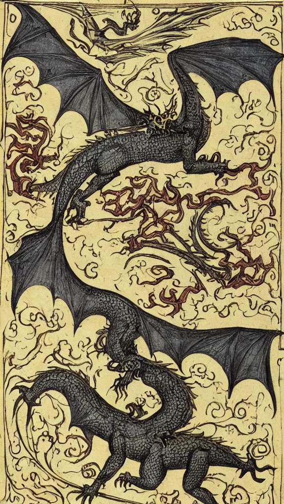 Image similar to western esoteric illustration of a dragon by george ripley, circa 1 4 7 0