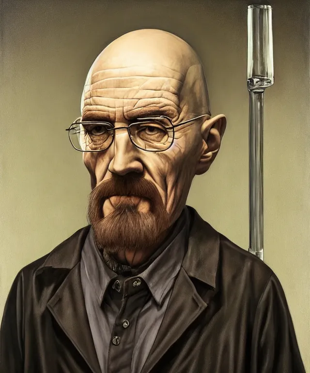 Image similar to portrait of Saruman as Walter White in Breaking Bad, lowbrow painting by Mark Ryden