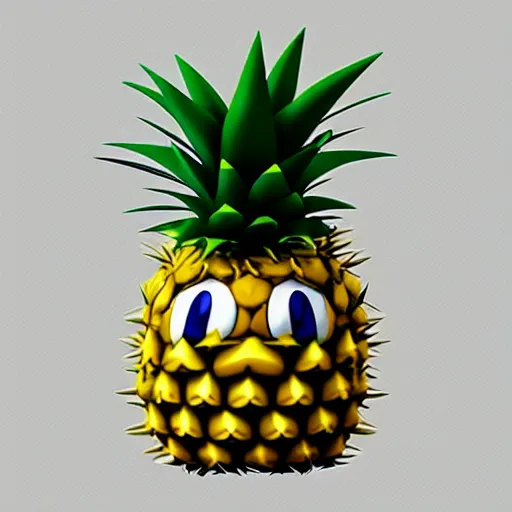 Prompt: a pokemon that looks like a pineapple, the pineapple that is laughing ， trending on art station. unreal engine.