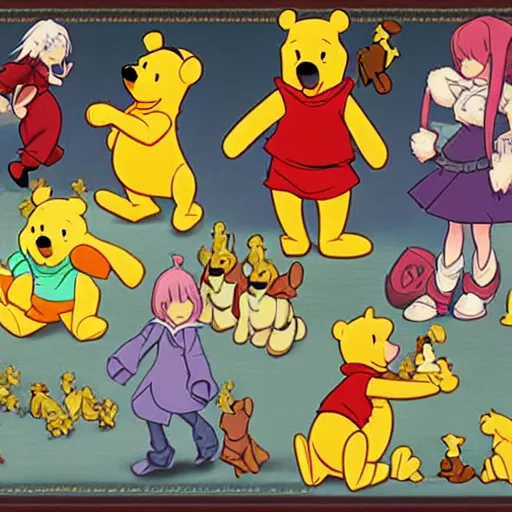 Image similar to winnie the pooh, final fantasy tactics character design, final fantasy, anime style