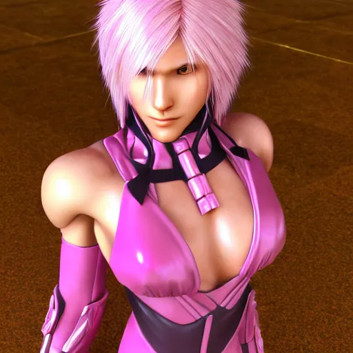 Image similar to Raiden from metal gear in a pink dress, fully detailed, high quality , 4k , octane render , soft lightening , masterpiece