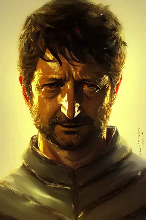 Image similar to portrait of a watermelon gerard butler, greek, intricate, headshot, key visual, conceptart, ambient lighting, highly detailed, digital painting, artstation, concept art, sharp focus, by makoto shinkai and akihiko yoshida and greg manchess