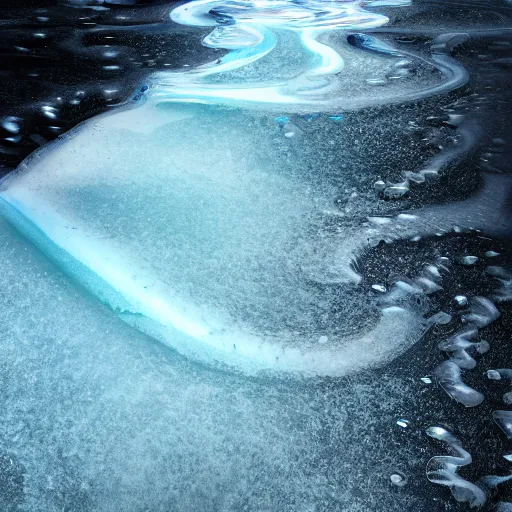 Image similar to Water turning to ice, digital art, 8k