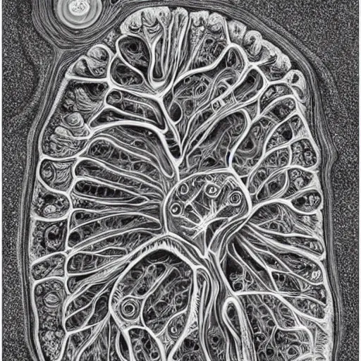 Prompt: organic organ made of organelles, detailed inner anatomy, organic biologic microcosm, artistic insanely detailed view of inside the body,