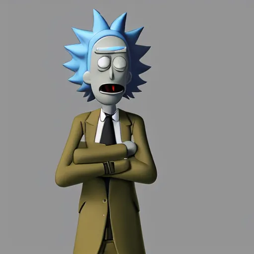 Prompt: rick from rick and morty 3 d render photorealistic ultra - realistic adult swim by kyle lambert