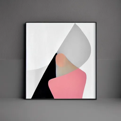 Image similar to the abstract painting of an image of a lady artistic flat illustration by by Patrick Guyton,creative art,soft colors mono chromatic, black color on white background