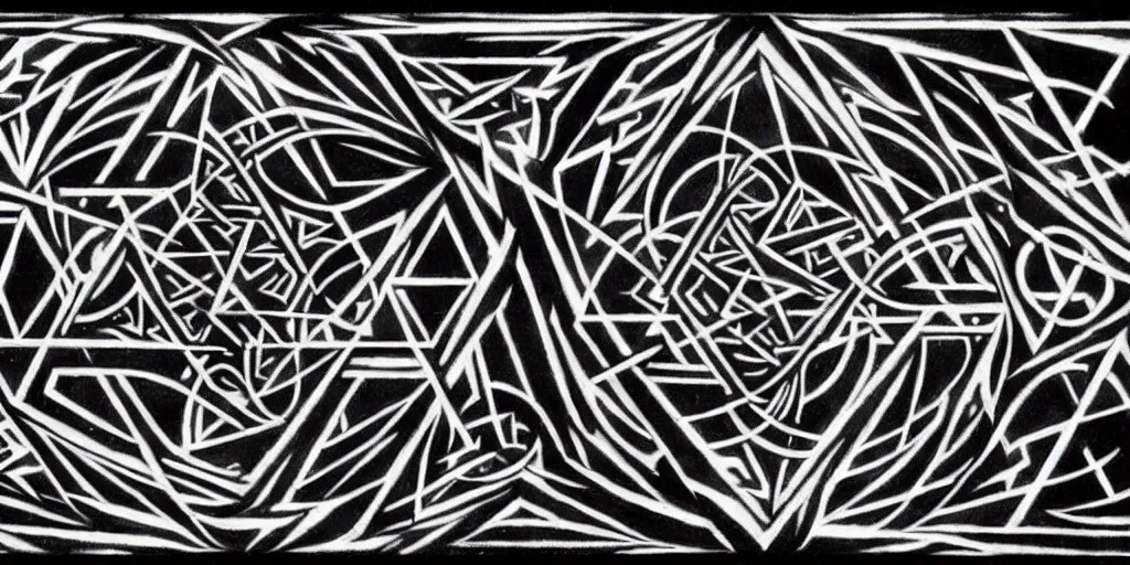 Image similar to wicca magik symbols, optical illusion escher, magical symbols