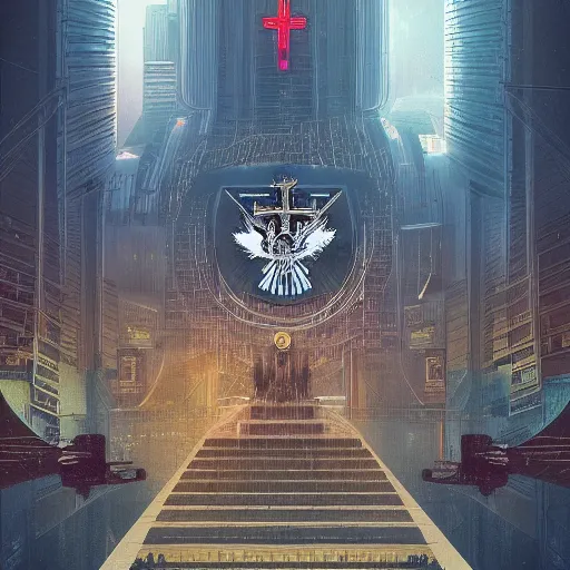 Image similar to cyberpunk vatican