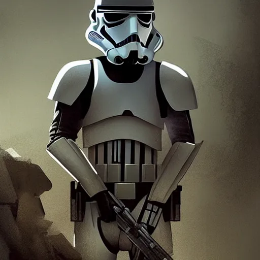 Image similar to stormtrooper sitting in a trench, digital art, ultra realistic, highly detailed, HD, artstation, concept art, smooth, sharp focus, illustration, cinematic lighting, realistic, art by Edouard Groult