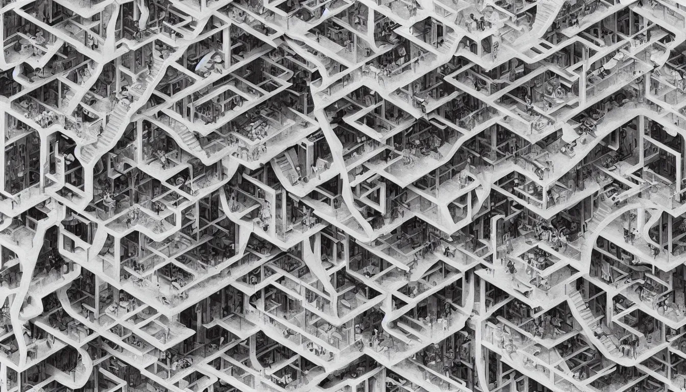 Image similar to m c escher impossible architecture