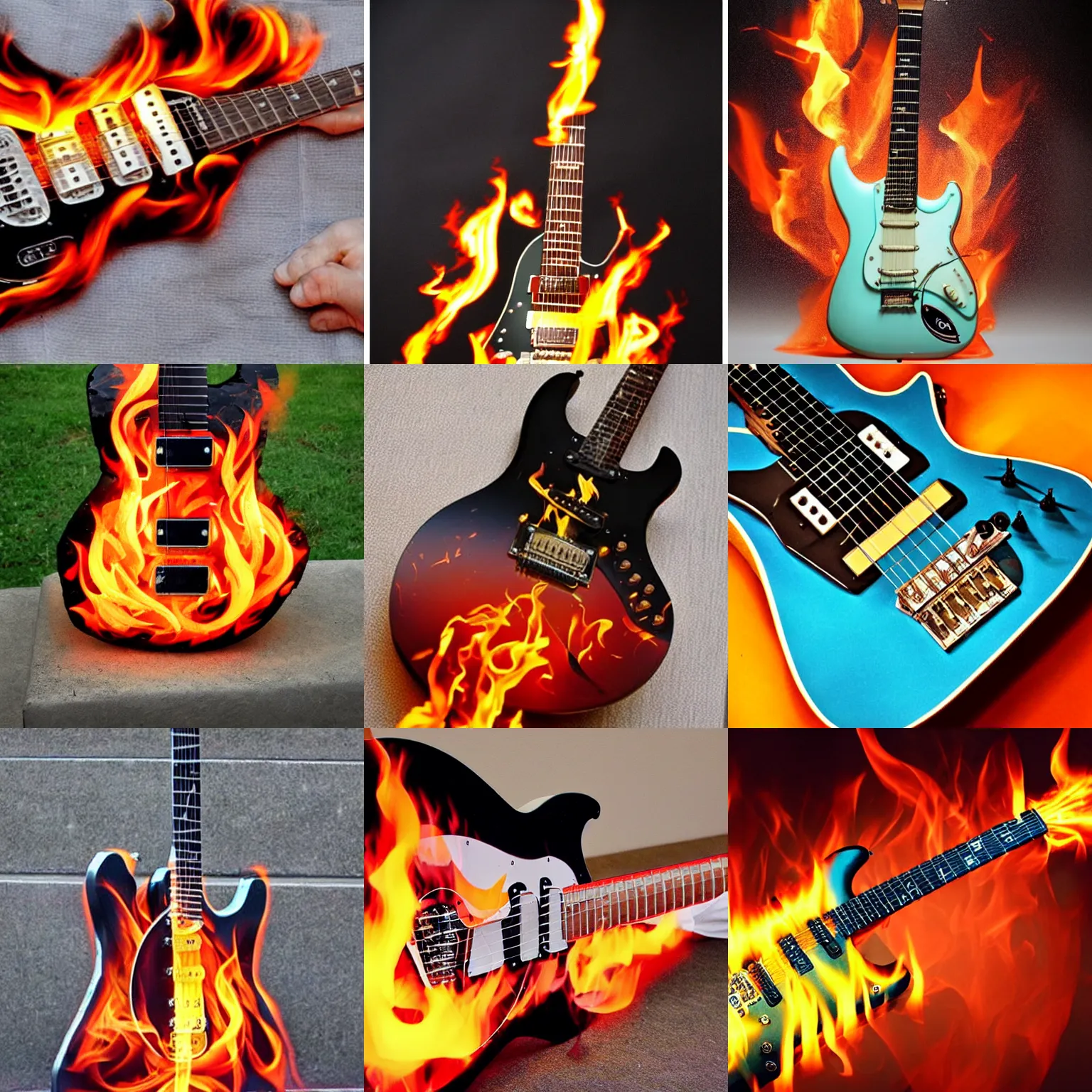 Prompt: an electric guitar made of fire