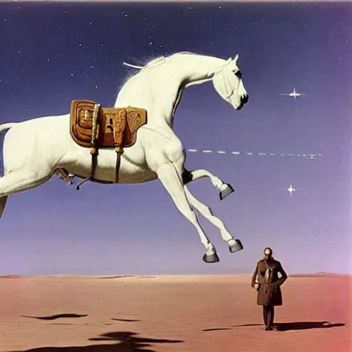 Image similar to a horse in the sky, an astronaut on the ground, by dali
