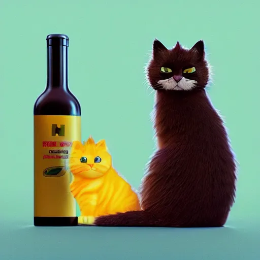 orange cat holding a glass of wine